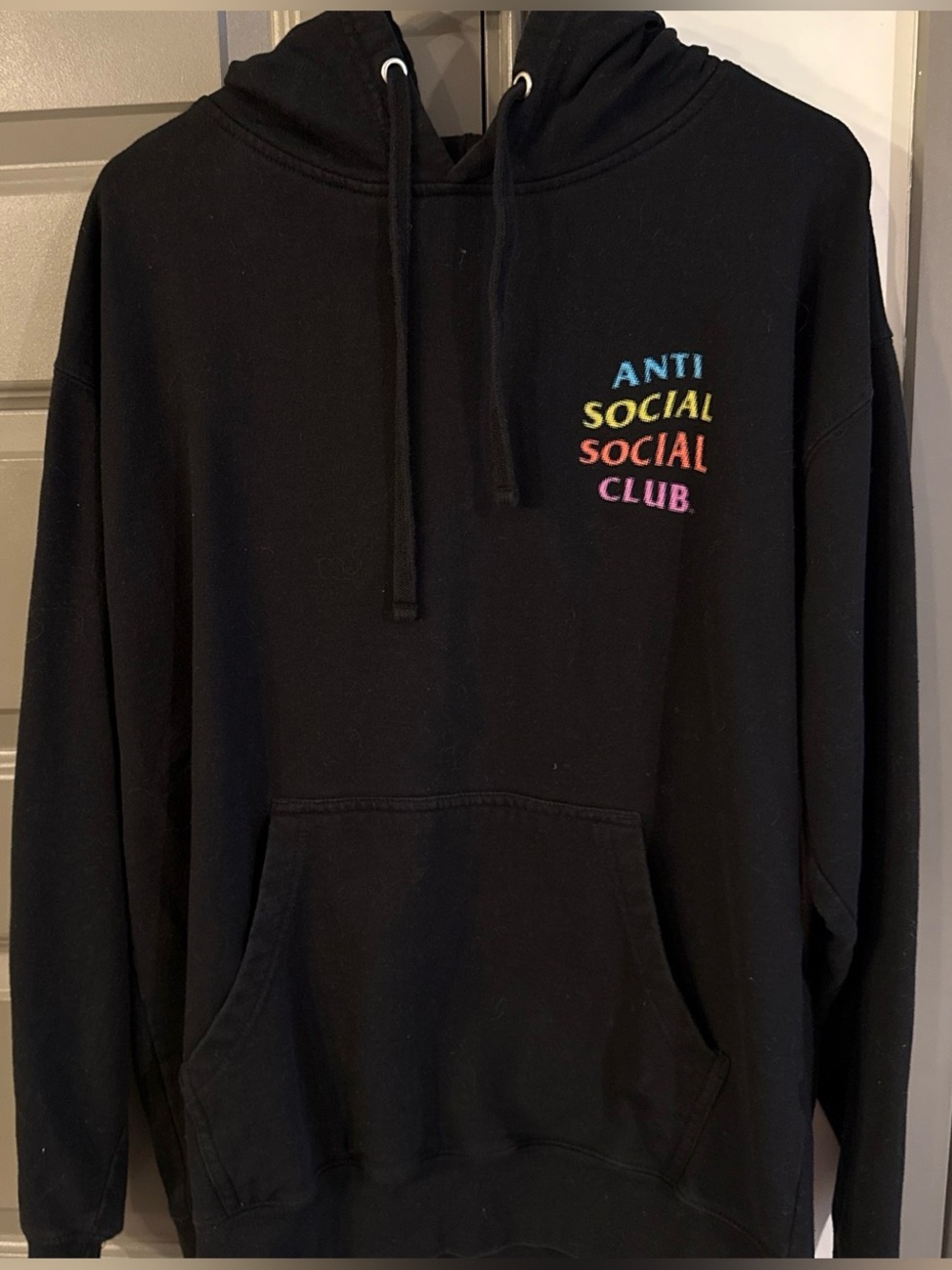 Anti Social Social Club Black Hoodie with Multicolor Chest Logo